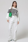 White denim trousers with front pockets decoration - 3