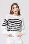 Mesh striped sweater with sequins - 4