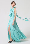 Long halter neck dress with ruffles - 3