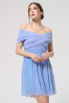 Vestito midi con mantellina in tulle - 4