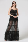 Long transparent dress in lace and rouches - 4