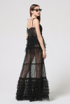 Long transparent dress in lace and rouches - 3
