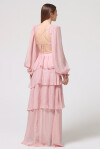 Long dress with flounces and balloon sleeves - 4
