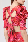 Crop top incrociato fantasia floreale - 3