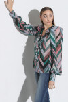 Blusa jacquard con rouches - 3