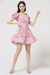 Mini dress with puff sleeves - 3