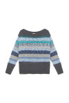 Pullover scollo a barchetta fantasia - 1