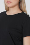 T-shirt con applicazione gioiello sulla spalla - 3