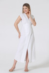 Long linen dress with crossover - 3