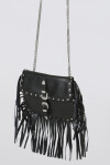 Black bag with fringes and double buckle - 4