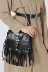 Black bag with fringes and double buckle - 3