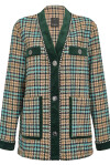 Cardigan bouclè check con strass - 1