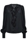 Fluid chevron jacquard blouse with ruffles - 1