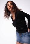 Pullover scollo a V con ricamo - 3