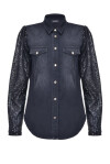 Camicia in denim con manica in paillettes - 4