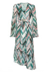 Vestito lungo a righe motivo chevron - 1