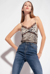 Top lingerie con pizzo in stampa animalier - 1