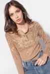 Maglia modello polo a costine con paillettes - 3