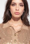 Ribbed polo shirt with sequins - 4