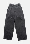 Jeans wide leg con vita elasticizzata in denim nero - 4