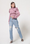 Blusa in satin con abbottonatura sul retro - 2