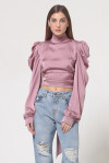 Blusa in satin con abbottonatura sul retro - 4