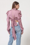 Blusa in satin con abbottonatura sul retro - 1