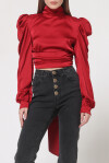 Blusa in satin con abbottonatura sul retro - 4