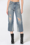 Jeans modello straight leg a vita alta - 1