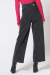 Jeans wide leg con vita elasticizzata in denim nero - 2