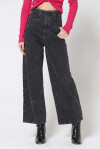 Jeans wide leg con vita elasticizzata in denim nero - 1