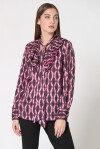 Blusa stampa geometrica con rouches - 3