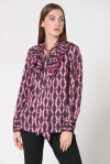 Geometric print blouse with ruffles - 3