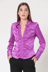 Blouse with gathered neckline - 3