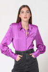 Satin shirt with shoulder pads - 3