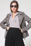 Leather jacket with drapes - 3