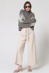 Pantaloni cropped con laccetti in vita - 3