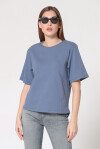 T-shirt a costine con spalline imbottite - 4