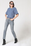 T-shirt a costine con spalline imbottite - 2