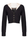 Cardigan corto in lana soft e tulle - 1