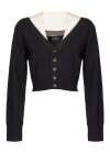 Short cardigan in soft wool and tulle - 1