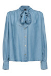 Camicia in denim leggero con fiocco - 1