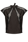 Sleeveless top in poplin and lace - 1