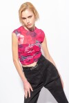 Cropped top in semi-transparent mesh - 4