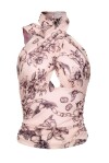 Sleeveless asymmetric top in tattoo print - 1