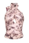 Sleeveless asymmetric top in tattoo print - 1