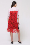 Two-tone dress in linen and rebrodè lace - 4