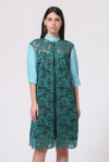 Two-tone dress in linen and rebrodè lace - 2