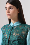 Two-tone dress in linen and rebrodè lace - 3