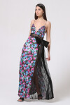 Floral print maxi dress with lace - 3